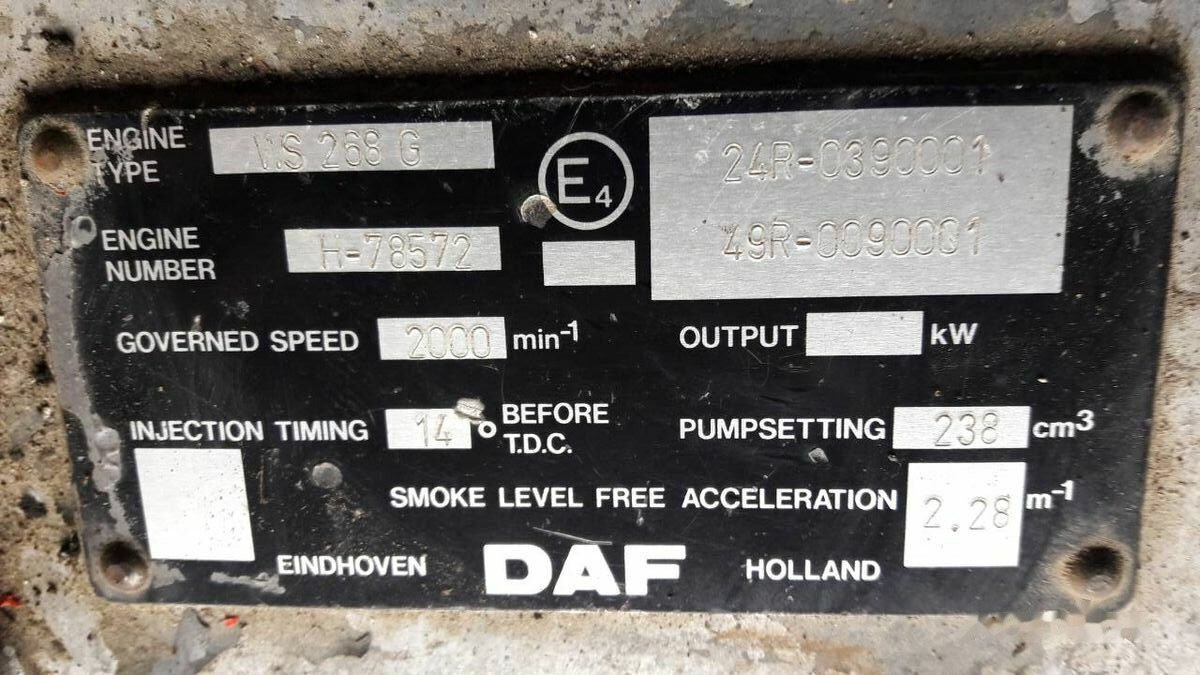 DAF WS 268 G DAF 95, 85 - Engine for Truck: picture 3 DAF WS 268 G DAF 95, 85 - Engine for Truck: picture 3