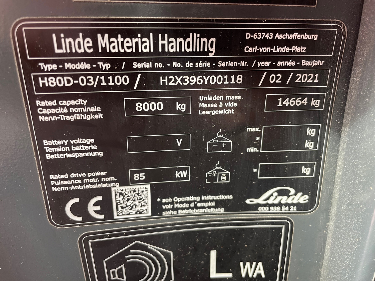 Diesel forklift Linde H80D-03/1100-396 EVO: picture 6