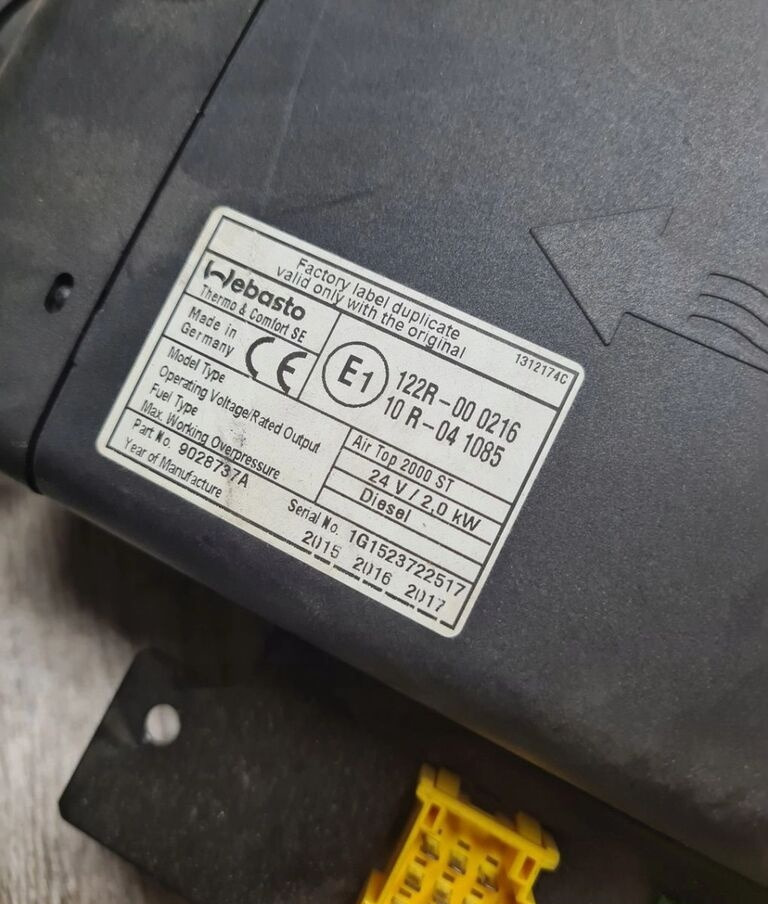 WEBASTO WEBASTO AIR TOP 2000ST RENAULT PREMIUM MIDLUM GAMA D VOLVO FL FE - Heating/ Ventilation for Truck: picture 5 WEBASTO WEBASTO AIR TOP 2000ST RENAULT PREMIUM MIDLUM GAMA D VOLVO FL FE - Heating/ Ventilation for Truck: picture 5