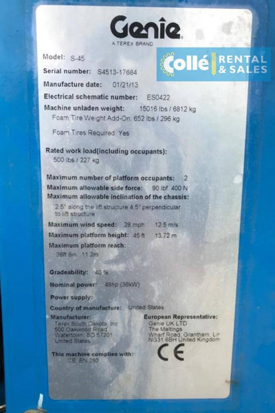 Telescopic boom Genie S-45 | 2013: picture 17 Telescopic boom Genie S-45 | 2013: picture 17