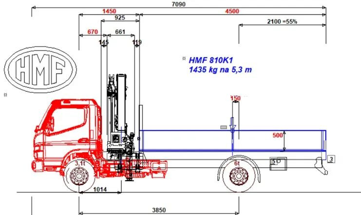 Mitsubishi FUSO 7C18 CANTER; Żuraw HDS; HMF 810-K1 - Dropside/ Flatbed truck, Crane truck: picture 4 Mitsubishi FUSO 7C18 CANTER; Żuraw HDS; HMF 810-K1 - Dropside/ Flatbed truck, Crane truck: picture 4
