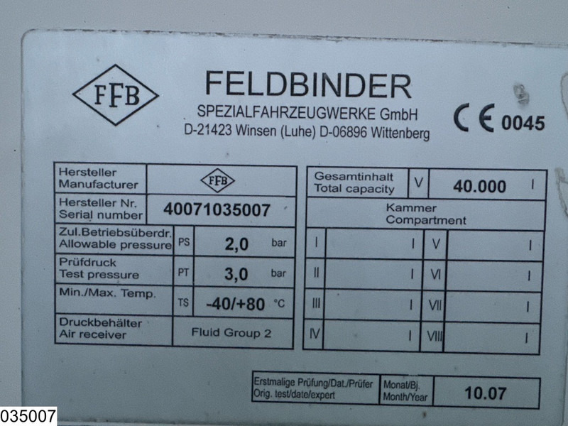 Feldbinder Silo 40.000 Liter, 3 Comp - Tank semi-trailer: picture 4 Feldbinder Silo 40.000 Liter, 3 Comp - Tank semi-trailer: picture 4