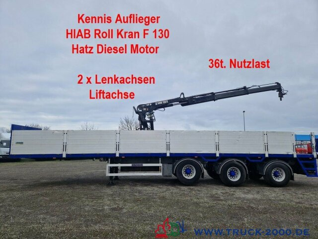 Kennis Hiab Roll-Kran 36t. Nutzlast Lenkachsen - Dropside/ Flatbed semi-trailer: picture 1 Kennis Hiab Roll-Kran 36t. Nutzlast Lenkachsen - Dropside/ Flatbed semi-trailer: picture 1
