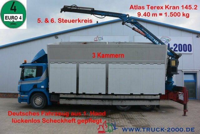 Scania P380 Glas Wertstoff Sammler Recycling 37m³1.Hand - Tipper, Crane truck: picture 1 Scania P380 Glas Wertstoff Sammler Recycling 37m³1.Hand - Tipper, Crane truck: picture 1