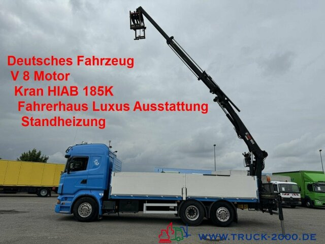 Scania R 560 V8 Kran HIAB 185K hebt bei 11m = 1.500kg - Dropside/ Flatbed truck, Crane truck: picture 1 Scania R 560 V8 Kran HIAB 185K hebt bei 11m = 1.500kg - Dropside/ Flatbed truck, Crane truck: picture 1