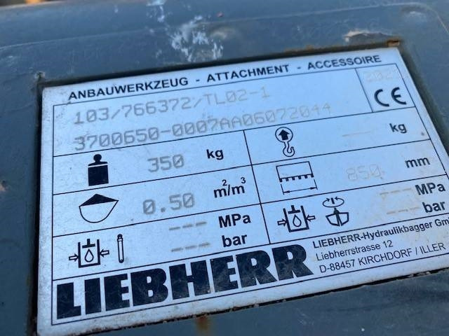 Liebherr (99001958) 0.85 m Tieflöffel / bucket SW 33 - Attachment for Construction machinery: picture 4 Liebherr (99001958) 0.85 m Tieflöffel / bucket SW 33 - Attachment for Construction machinery: picture 4