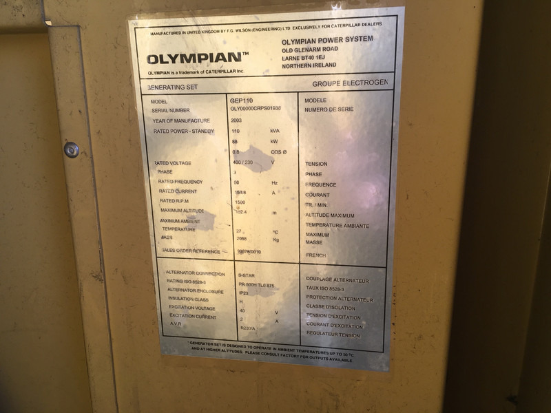 Caterpillar OLYMPIAN GEP110 GENERATOR 110KVA USED - Generator set: picture 4 Caterpillar OLYMPIAN GEP110 GENERATOR 110KVA USED - Generator set: picture 4