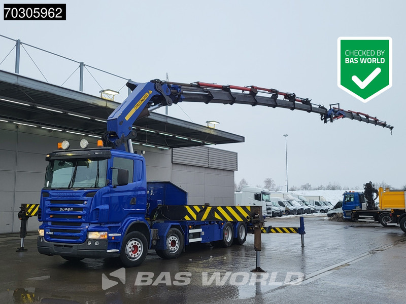 Scania R420 R 8X2 Palfinger PK100002 Crane Kran + PJ170 JIB Lift Axle Euro 4 - Dropside/ Flatbed truck, Crane truck: picture 1 Scania R420 R 8X2 Palfinger PK100002 Crane Kran + PJ170 JIB Lift Axle Euro 4 - Dropside/ Flatbed truck, Crane truck: picture 1