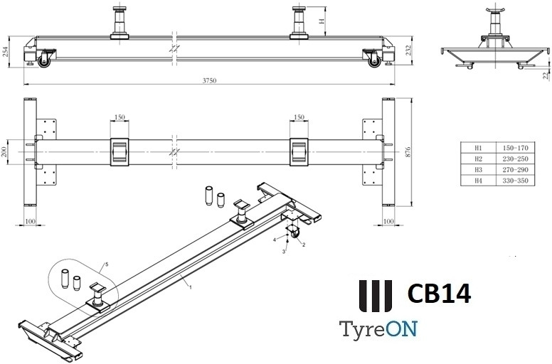 CB14 Crossbeam 14T moveable - Garage equipment: picture 3 CB14 Crossbeam 14T moveable - Garage equipment: picture 3