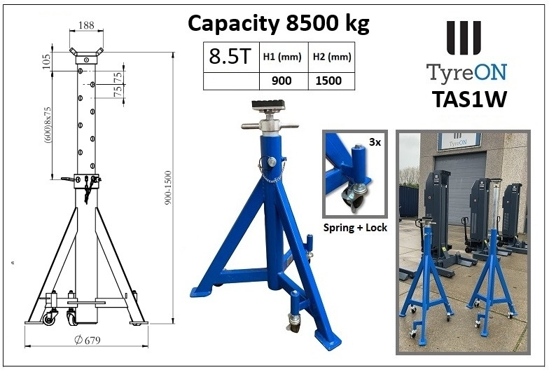 TAS1W axle support 900-1500 mm mobile | 8.5T - Garage equipment: picture 1 TAS1W axle support 900-1500 mm mobile | 8.5T - Garage equipment: picture 1