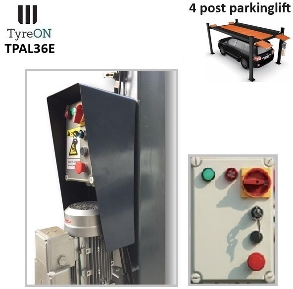 Garage equipment TPAL36E 4 post parking lift- 3.6T - Height 222 cm - 480 cm runways - Electric release - For indoor and outdoor use - 230V - Park 2 vehicles on top of each: picture 8