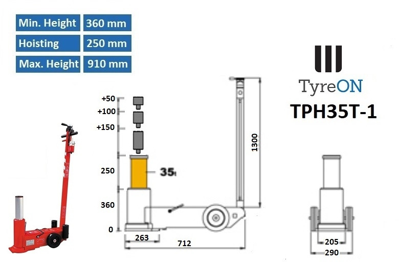 TPH35T-1 Air hydraulic jack 35 Tons - Garage equipment: picture 2 TPH35T-1 Air hydraulic jack 35 Tons - Garage equipment: picture 2