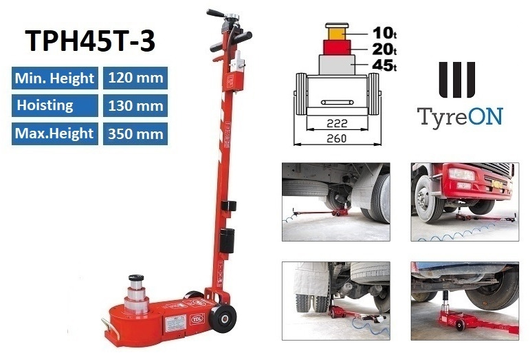 TPH45T-3 Air hydraulic jack 45 Tons - Minimum height 12 cm - portable (40 kg) - Garage equipment: picture 1 TPH45T-3 Air hydraulic jack 45 Tons - Minimum height 12 cm - portable (40 kg) - Garage equipment: picture 1