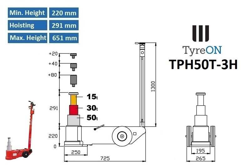 TPH50T-3H Air hydraulic jack 50 Tons - Garage equipment: picture 2 TPH50T-3H Air hydraulic jack 50 Tons - Garage equipment: picture 2