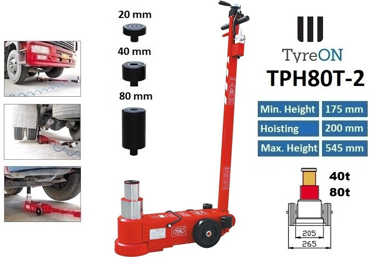 TPH80T-2 Air hydraulic jack 80 Tons - Minimum height 21 cm - Garage equipment: picture 1 TPH80T-2 Air hydraulic jack 80 Tons - Minimum height 21 cm - Garage equipment: picture 1
