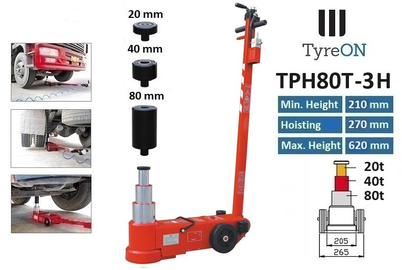 TPH80T-3H Air hydraulic jack 80 Tons - Minimum height 21 cm - Garage equipment: picture 1 TPH80T-3H Air hydraulic jack 80 Tons - Minimum height 21 cm - Garage equipment: picture 1