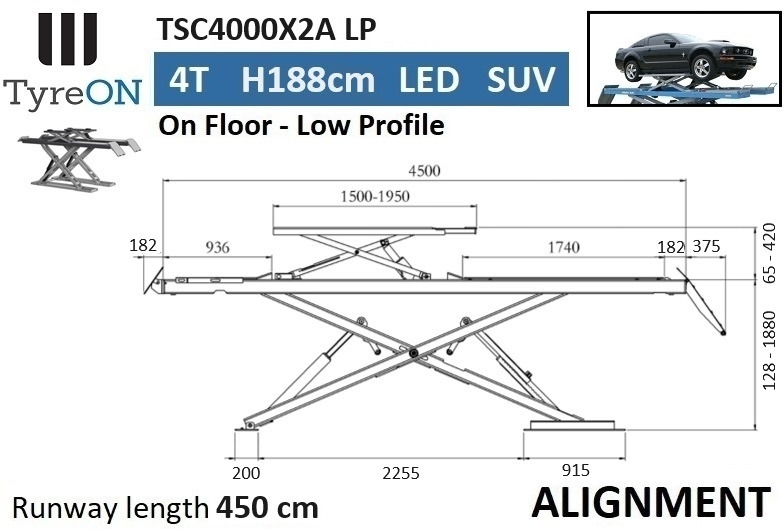 TSC4000X2A LP wheel alignment lift - On floor - Free wheel lifting system - 4.5 m lightened runways (65 cm wide) - Low profile - 4T - Garage equipment: picture 4 TSC4000X2A LP wheel alignment lift - On floor - Free wheel lifting system - 4.5 m lightened runways (65 cm wide) - Low profile - 4T - Garage equipment: picture 4