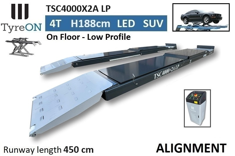 TSC4000X2A LP wheel alignment lift - On floor - Free wheel lifting system - 4.5 m lightened runways (65 cm wide) - Low profile - 4T - Garage equipment: picture 1 TSC4000X2A LP wheel alignment lift - On floor - Free wheel lifting system - 4.5 m lightened runways (65 cm wide) - Low profile - 4T - Garage equipment: picture 1