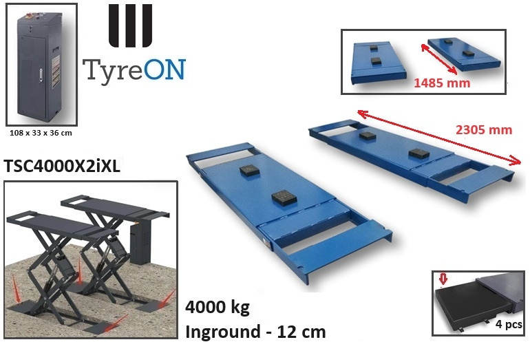 TSC4000X2iXL In floor scissor lift - Double extensions - 12 cm installation depth - Hydromechanically locked - No compressed air required - 4T - Garage equipment: picture 3 TSC4000X2iXL In floor scissor lift - Double extensions - 12 cm installation depth - Hydromechanically locked - No compressed air required - 4T - Garage equipment: picture 3