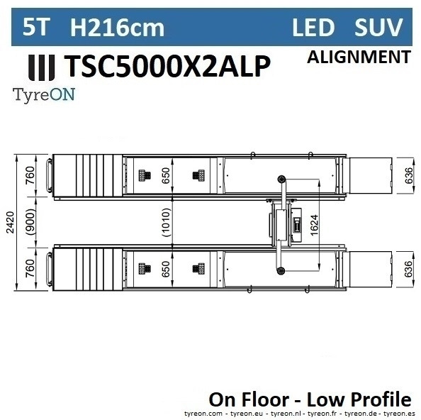 TSC5000X2A LP wheel alignment lift - On floor - Free wheel lifting system - 5.2 m lightened runways (76 cm wide) - Low profile - 5T - Garage equipment: picture 4 TSC5000X2A LP wheel alignment lift - On floor - Free wheel lifting system - 5.2 m lightened runways (76 cm wide) - Low profile - 5T - Garage equipment: picture 4