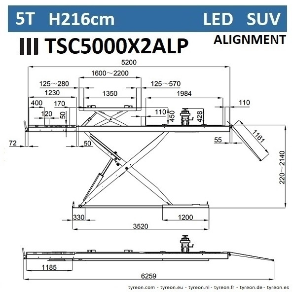 TSC5000X2A LP wheel alignment lift - On floor - Free wheel lifting system - 5.2 m lightened runways (76 cm wide) - Low profile - 5T - Garage equipment: picture 3 TSC5000X2A LP wheel alignment lift - On floor - Free wheel lifting system - 5.2 m lightened runways (76 cm wide) - Low profile - 5T - Garage equipment: picture 3