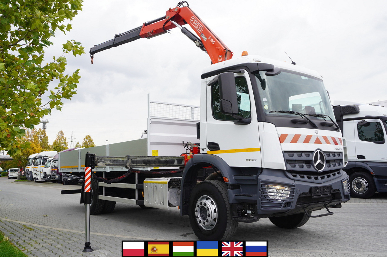 MERCEDES-BENZ Arocs 1830 / Flatbed 16 EPAL / HDS Fassi 155 / Reach 8 m / Load capacity 6160 kg - Dropside/ Flatbed truck, Crane truck: picture 1 MERCEDES-BENZ Arocs 1830 / Flatbed 16 EPAL / HDS Fassi 155 / Reach 8 m / Load capacity 6160 kg - Dropside/ Flatbed truck, Crane truck: picture 1