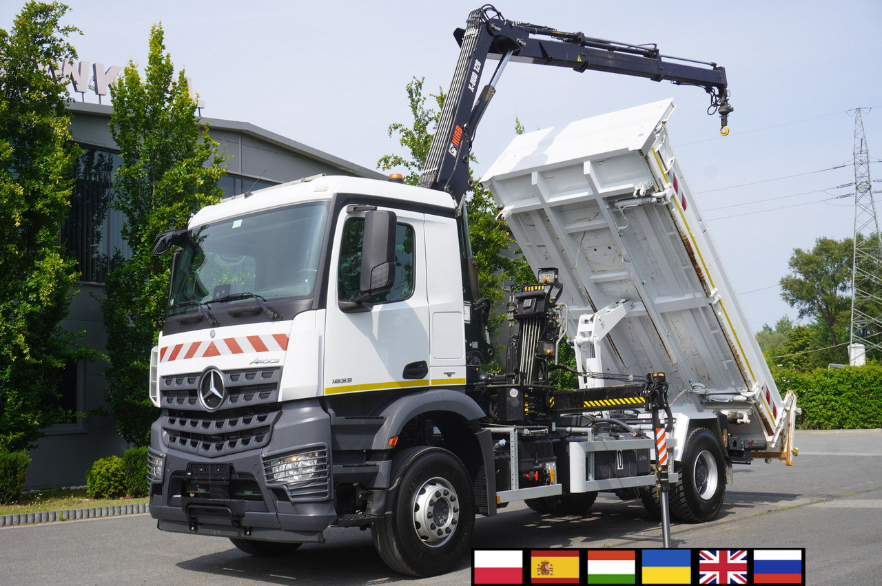 MERCEDES-BENZ Arocs 1833 / 87,000 km!!! / Hds HIAB X-DUO 128 B-2 / three-sided tipper - Tipper, Crane truck: picture 1 MERCEDES-BENZ Arocs 1833 / 87,000 km!!! / Hds HIAB X-DUO 128 B-2 / three-sided tipper - Tipper, Crane truck: picture 1