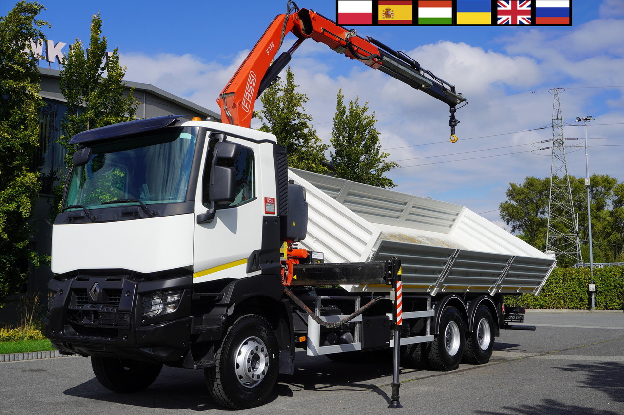 RENAULT K380 6×4 / FASSI F175 crane 7.85 t / 120 thousand km! / 2-sided tipper - Crane truck: picture 1 RENAULT K380 6×4 / FASSI F175 crane 7.85 t / 120 thousand km! / 2-sided tipper - Crane truck: picture 1