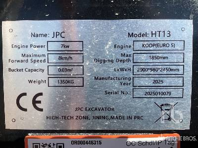 JPC HT13 (Unused) - Mini excavator: picture 5 JPC HT13 (Unused) - Mini excavator: picture 5