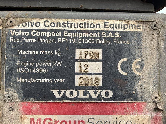 2018 Volvo EC18D Mini Excavator: <6.6t - Mini excavator: picture 5 2018 Volvo EC18D Mini Excavator: <6.6t - Mini excavator: picture 5
