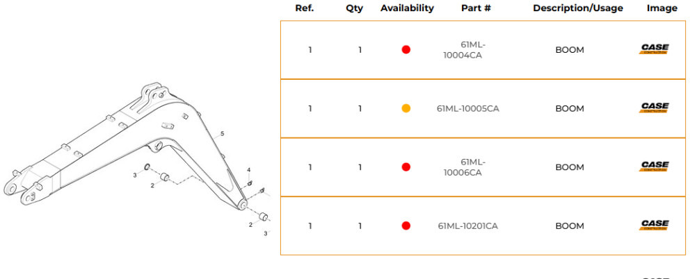 Case 61ML-10005CA - Boom for Construction machinery: picture 1 Case 61ML-10005CA - Boom for Construction machinery: picture 1
