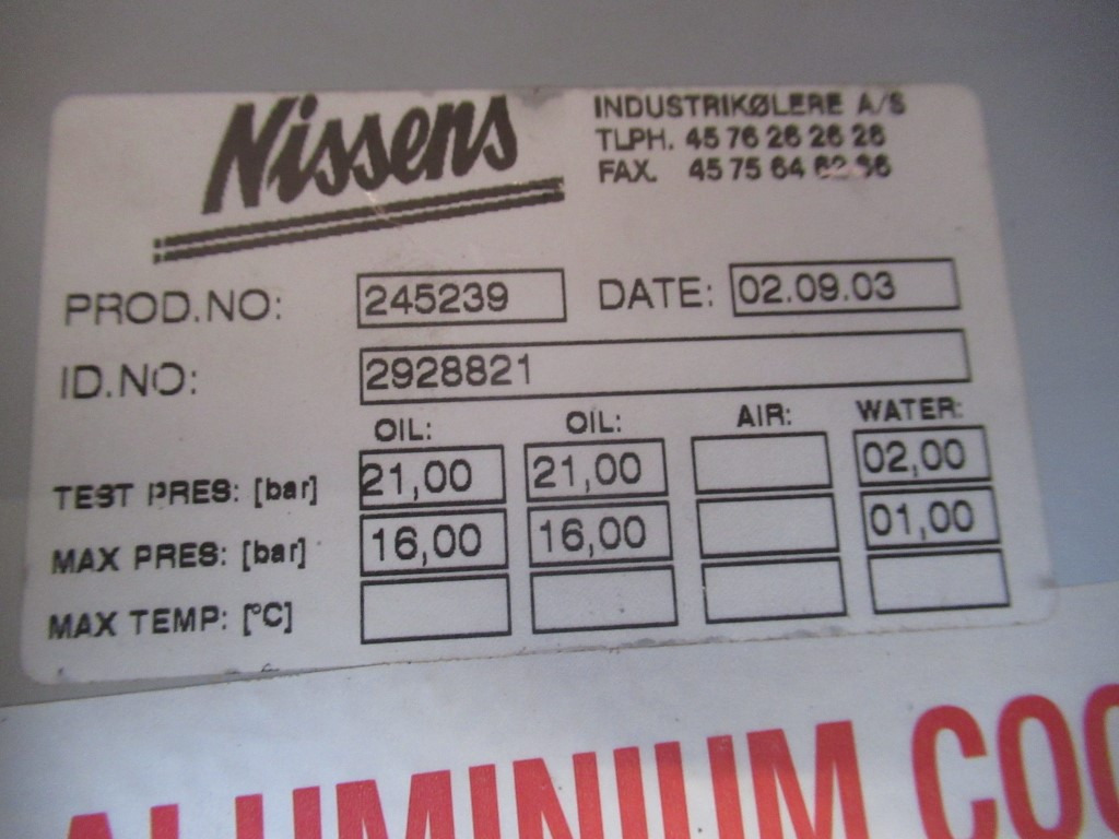 Nissens 2928821 - - Radiator for Construction machinery: picture 4 Nissens 2928821 - - Radiator for Construction machinery: picture 4