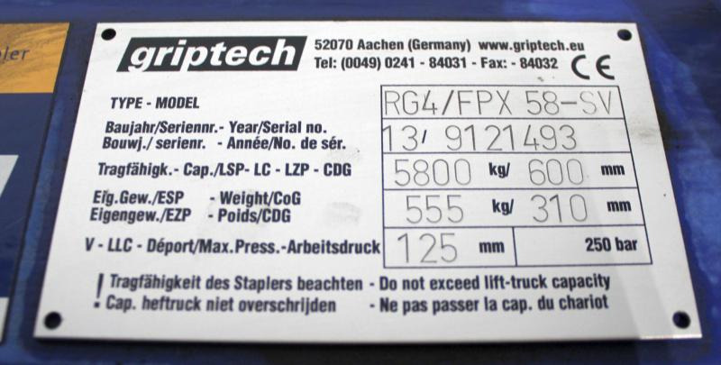 GRIPTECH RG4 58/RG4 58/FPX - Forks for Forklift: picture 4 GRIPTECH RG4 58/RG4 58/FPX - Forks for Forklift: picture 4