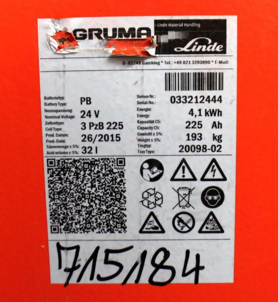 GRUMA 24 Volt 3 PzB 225 Ah - Battery for Material handling equipment: picture 5 GRUMA 24 Volt 3 PzB 225 Ah - Battery for Material handling equipment: picture 5