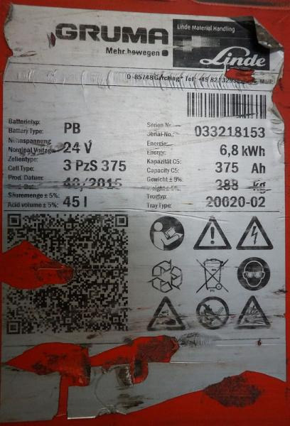 GRUMA 24 Volt 3 PzS 375 Ah - Battery for Material handling equipment: picture 4 GRUMA 24 Volt 3 PzS 375 Ah - Battery for Material handling equipment: picture 4