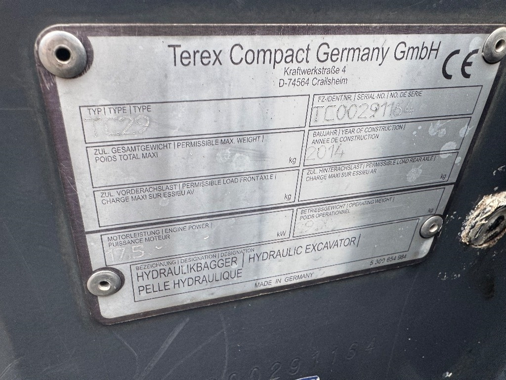 Terex TC 29 - Mini excavator: picture 5 Terex TC 29 - Mini excavator: picture 5