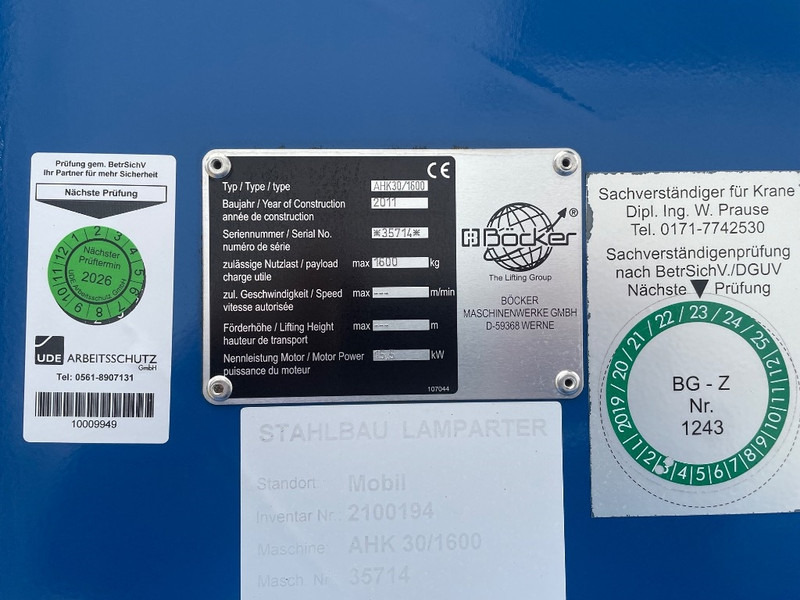 Böcker AHK 30/1600 Sold - All terrain crane: picture 3 Böcker AHK 30/1600 Sold - All terrain crane: picture 3