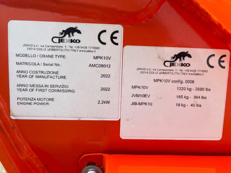 Jekko MPK 10 V - Mini crane: picture 3 Jekko MPK 10 V - Mini crane: picture 3