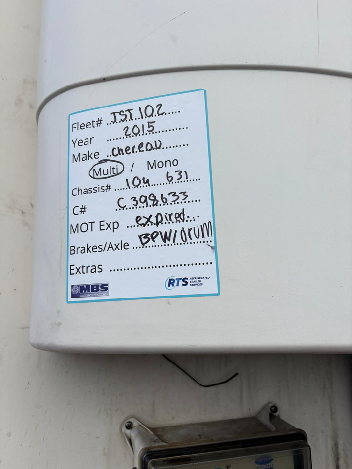 Chereau 2015 Vector 1950MT – JST102 - Refrigerator semi-trailer: picture 3 Chereau 2015 Vector 1950MT – JST102 - Refrigerator semi-trailer: picture 3