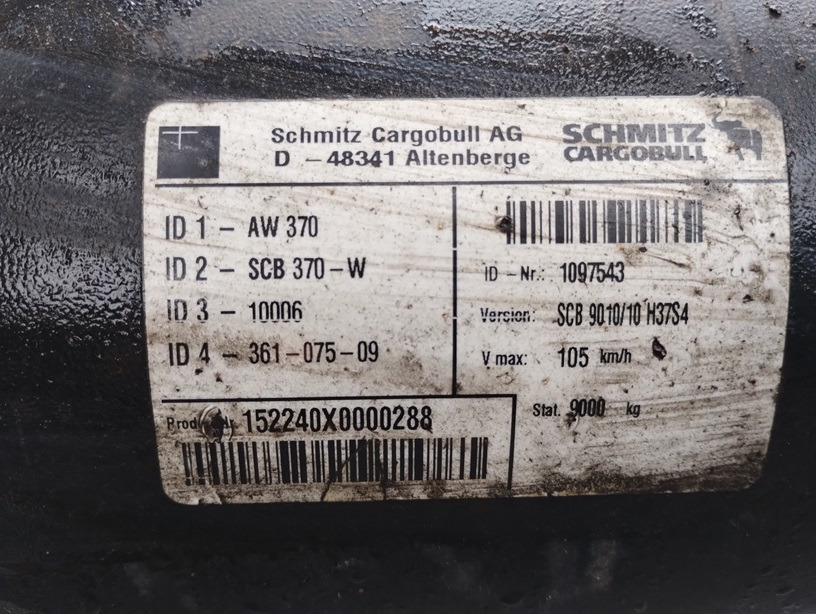 OŚ OSIE SCHMITZ AW 370 W SCB9010/10 CARGOBULL - Suspension for Trailer: picture 5 OŚ OSIE SCHMITZ AW 370 W SCB9010/10 CARGOBULL - Suspension for Trailer: picture 5