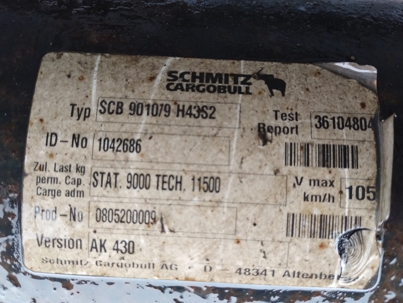OŚ OSIE SCHMITZ CARGOBULL SCB9010/9 H43S2 AK430 - Suspension for Trailer: picture 3 OŚ OSIE SCHMITZ CARGOBULL SCB9010/9 H43S2 AK430 - Suspension for Trailer: picture 3
