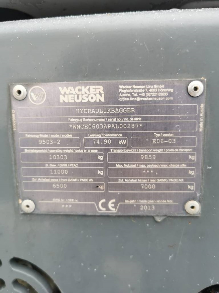 Wheel excavator Wacker Neuson 9503 Bagger Powertilt, SW Martin, Verstellausleger: picture 21