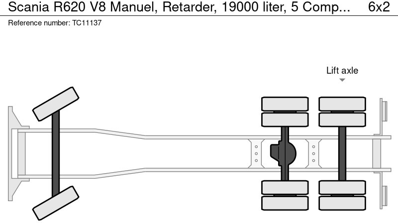 Tank truck Scania R620 V8 Manuel, Retarder, 19000 liter, 5 Compartments, Pump & Hoses: picture 10