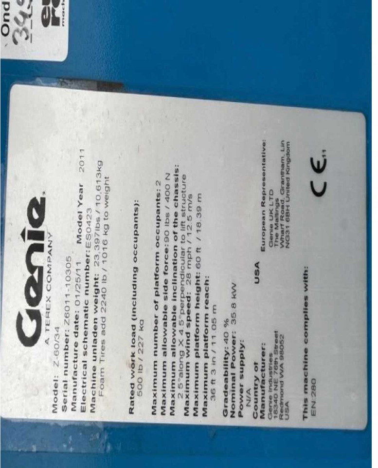 Genie Z60/34 - Aerial platform: picture 4 Genie Z60/34 - Aerial platform: picture 4