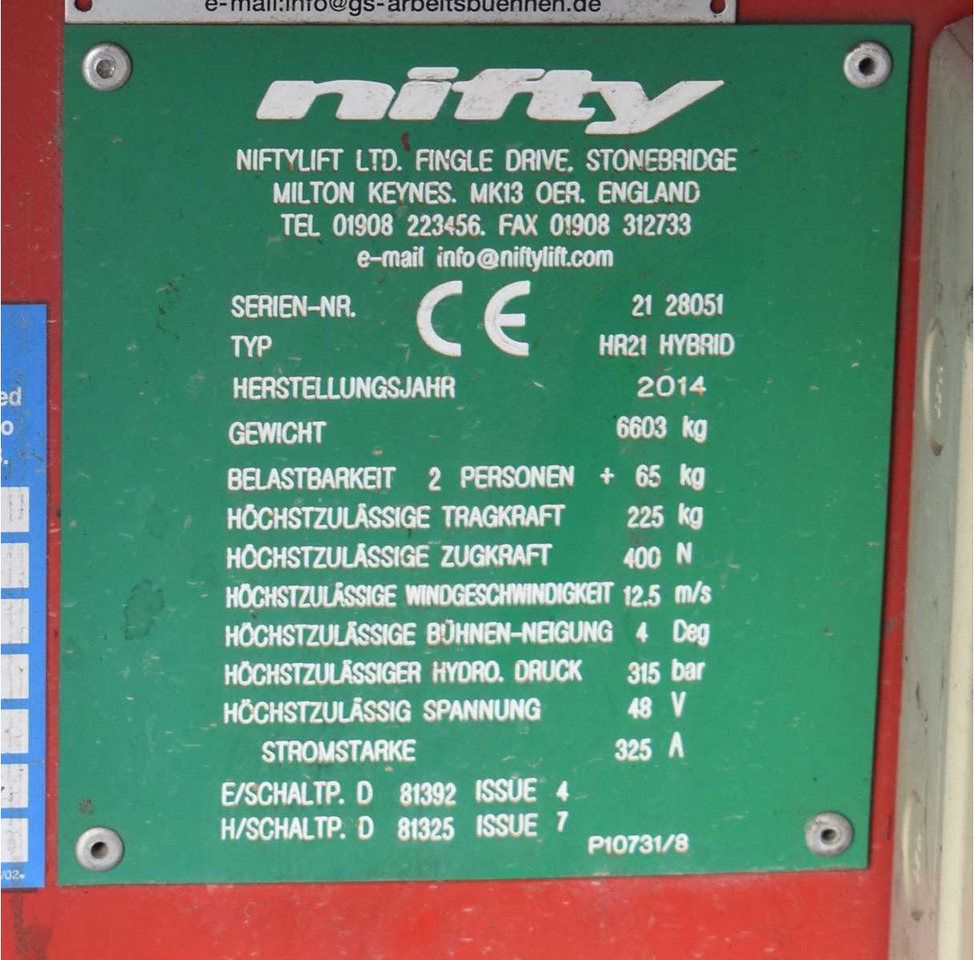 Aerial platform Nifty Lift BS2191-HR21: picture 7