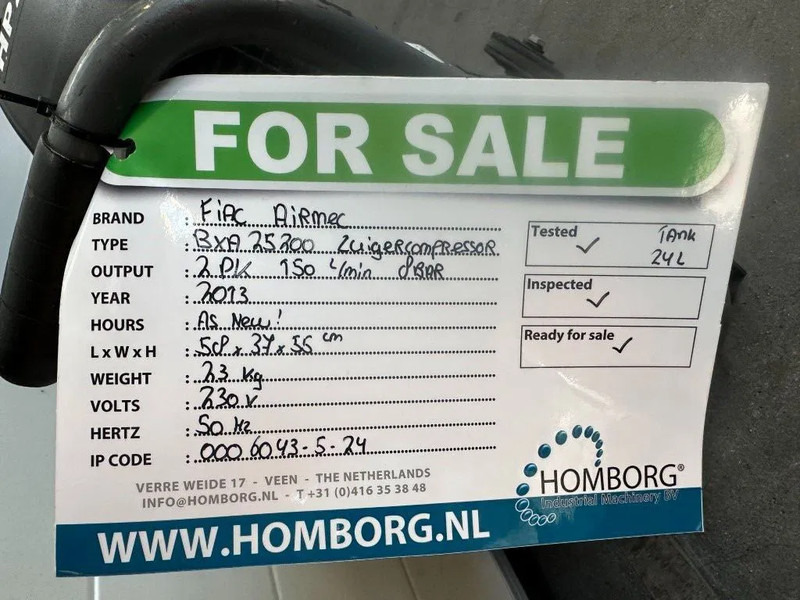 Air compressor Airmec FIAC BXA 25200 Elektrische Zuigercompressor 2 PK 150 L / min 8 Bar: picture 9 Air compressor Airmec FIAC BXA 25200 Elektrische Zuigercompressor 2 PK 150 L / min 8 Bar: picture 9