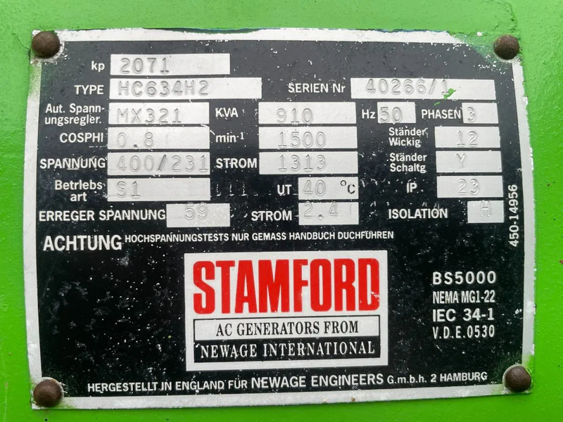 Jenbacher JW312 GSB Stamford 910 kVA gas generatorset - Generator set: picture 5 Jenbacher JW312 GSB Stamford 910 kVA gas generatorset - Generator set: picture 5