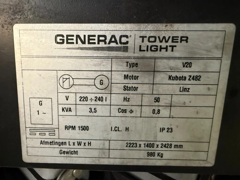 Kubota Generac V20 TowerLight 9 meter LED Lichtmast Aggregaat - Lighting tower: picture 4 Kubota Generac V20 TowerLight 9 meter LED Lichtmast Aggregaat - Lighting tower: picture 4