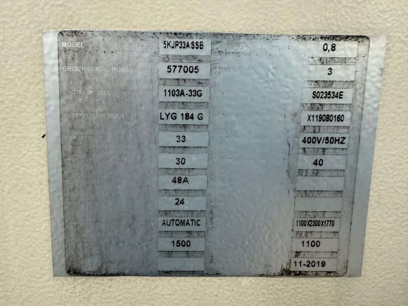 Perkins 1103A-33G 33 kVA Silent generatorset as New ! 231 hours ! - Generator set: picture 3 Perkins 1103A-33G 33 kVA Silent generatorset as New ! 231 hours ! - Generator set: picture 3