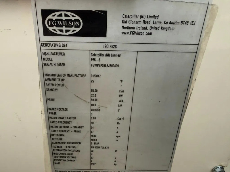 Perkins FG Wilson 65 kVA Silent generatorset - Generator set: picture 3 Perkins FG Wilson 65 kVA Silent generatorset - Generator set: picture 3